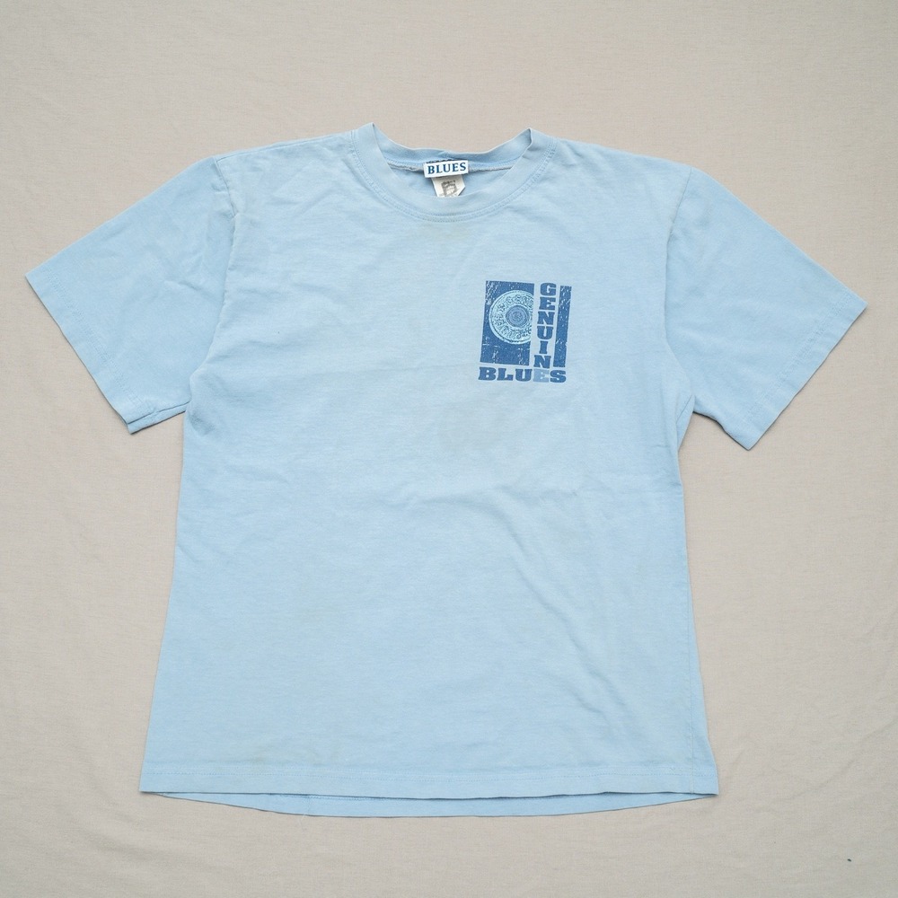 Vintage 80s 90s Genuine Blues Denim‎ Rivet T Shirt Adult Large USA Made Blue